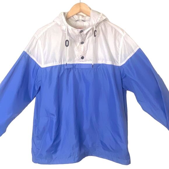 Brooks Brothers Size Large Blue Pullover Hooded Packable Windbreaker Jacket - Picture 1 of 8